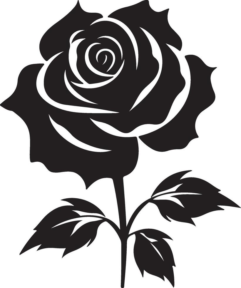 Rose Blume Silhouette Vektor Illustration Weiß Hintergrund