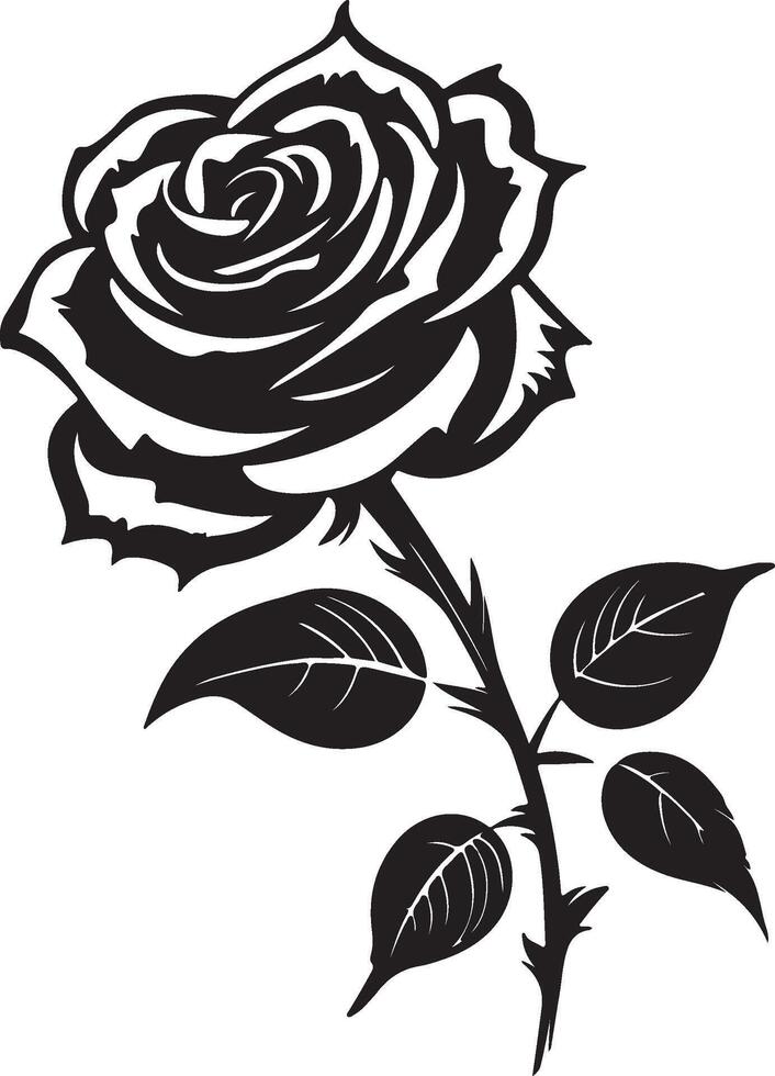 Rose Blume Silhouette Vektor Illustration Weiß Hintergrund