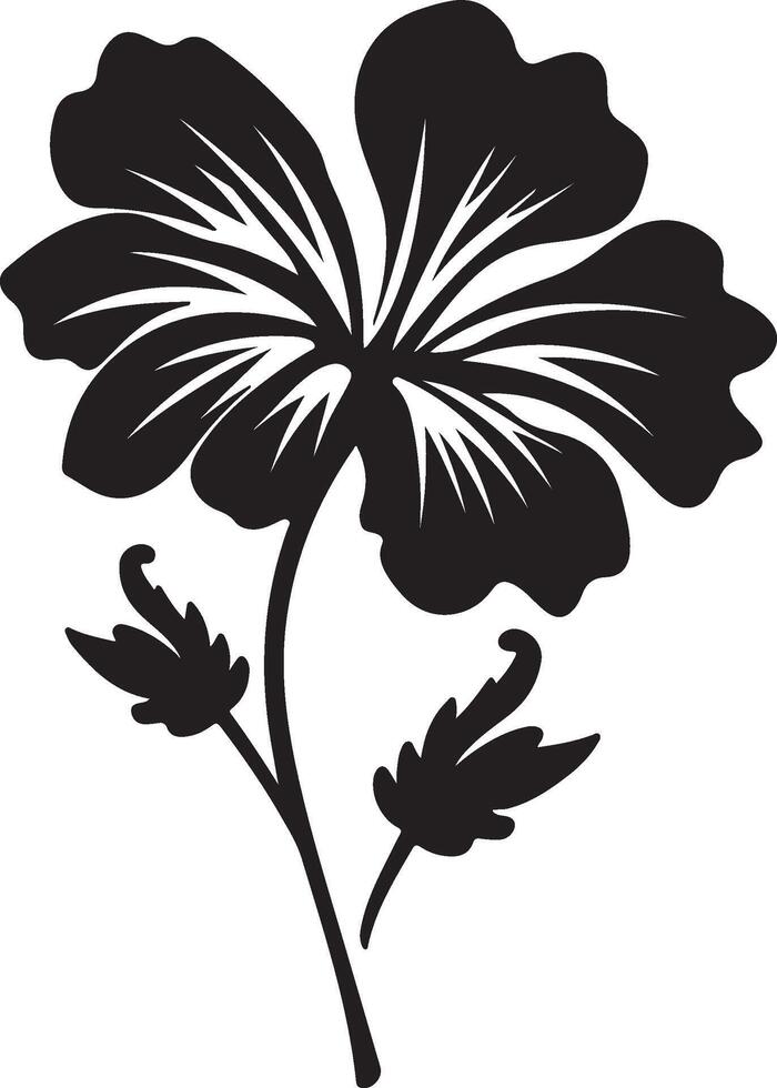 Geranie Blume Silhouette Vektor Illustration Weiß Hintergrund