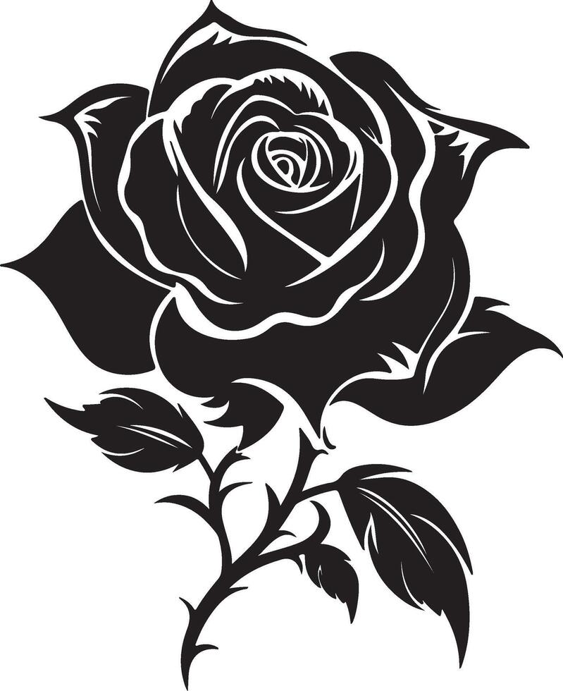 Rose Blume Silhouette Vektor Illustration Weiß Hintergrund