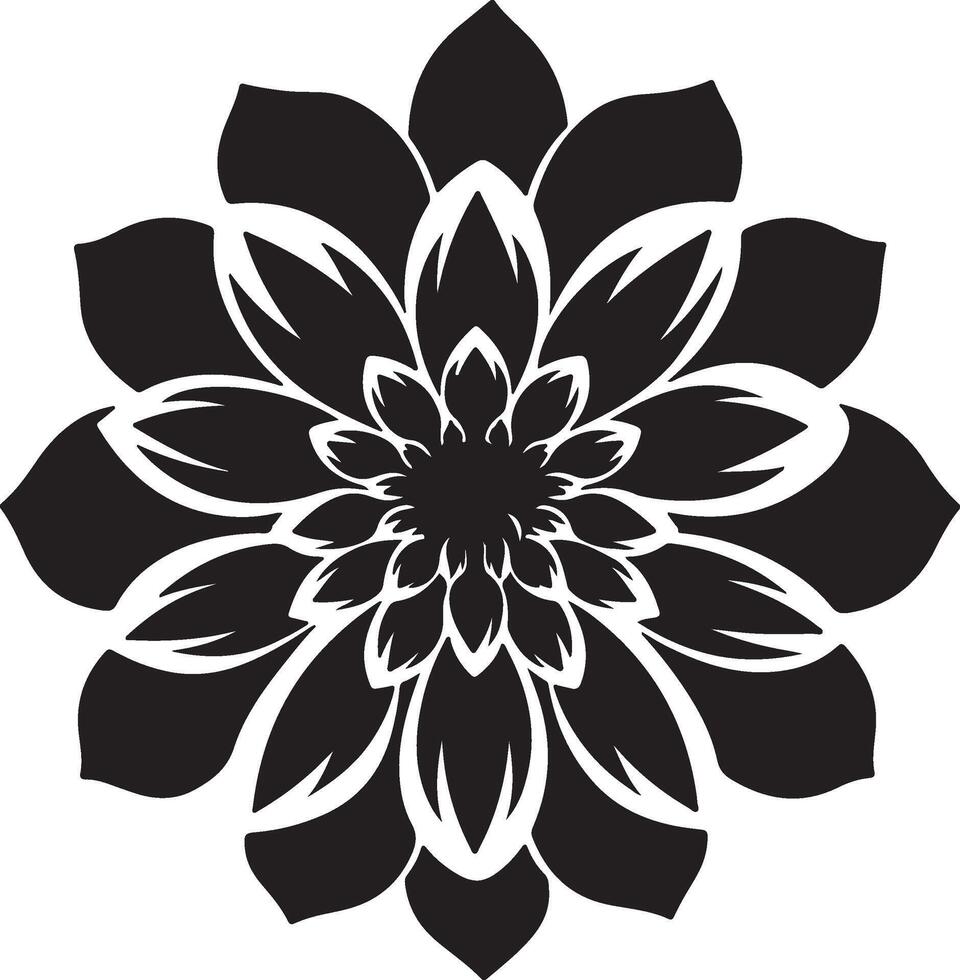 dahlia blomma silhuett vektor illustration vit bakgrund