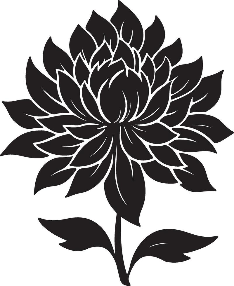 Dahlie Blume Silhouette Vektor Illustration Weiß Hintergrund