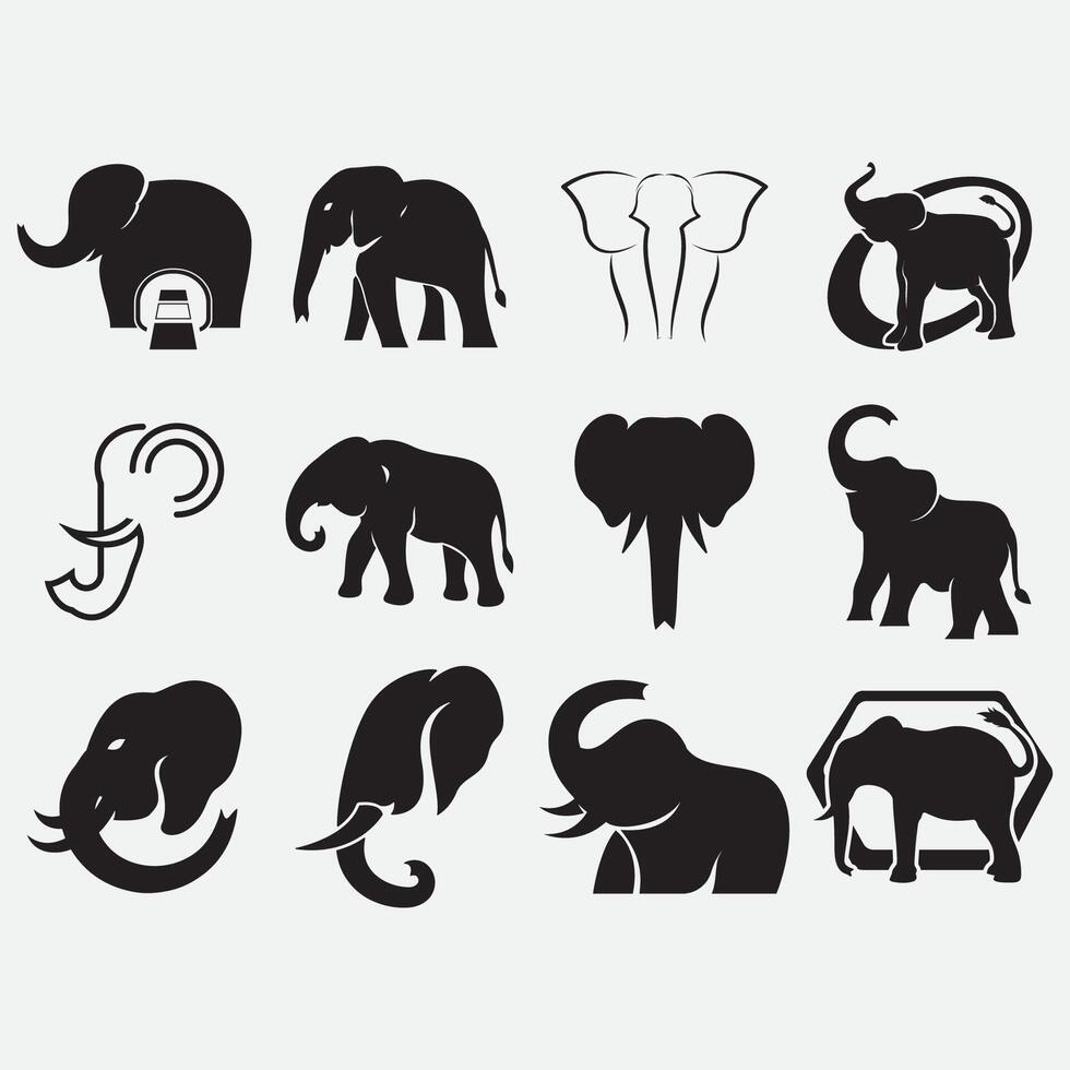 elefant ikon uppsättning vektor