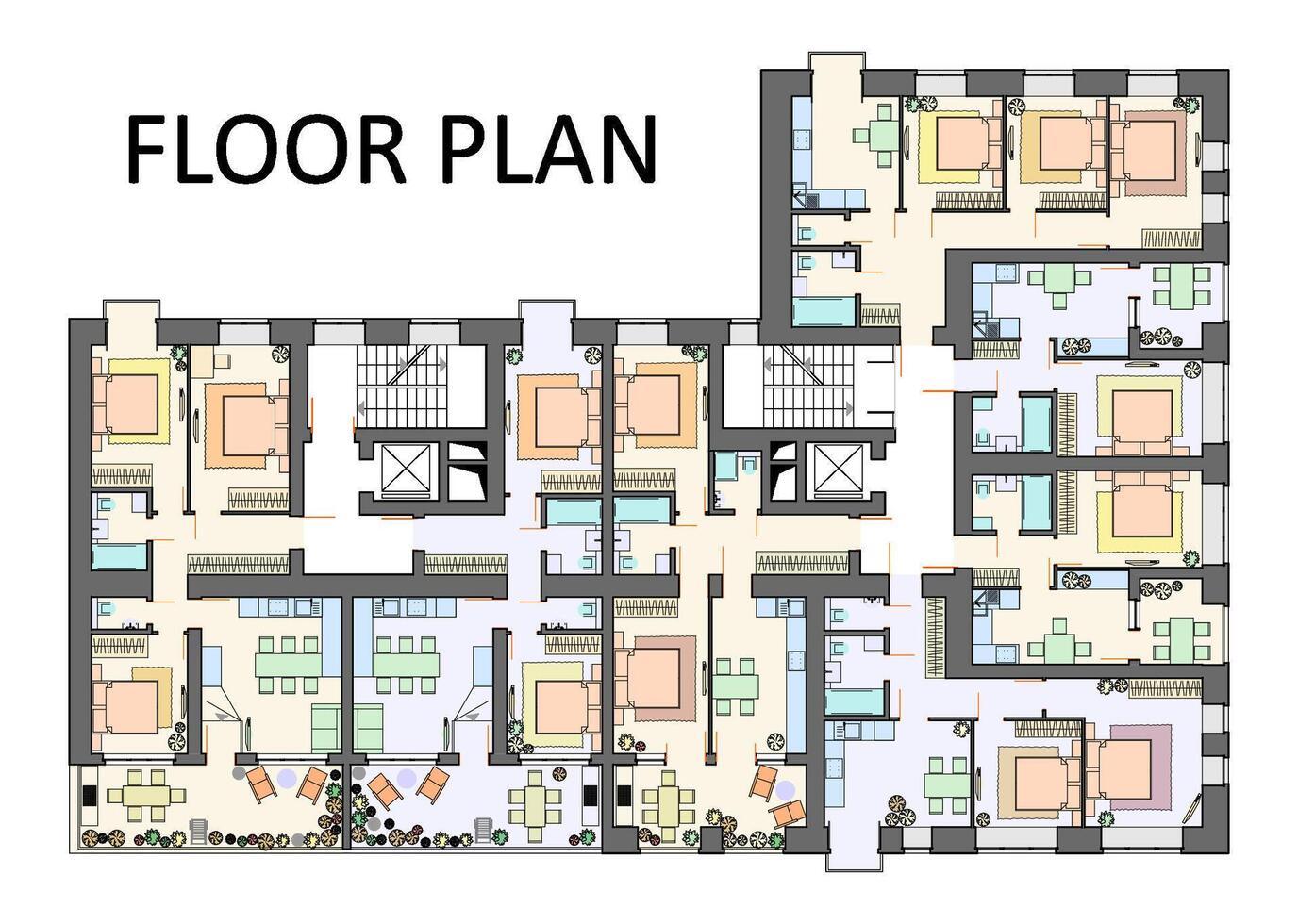 arkitektonisk golv planen, lägenhet layout, plan. vektor illustration