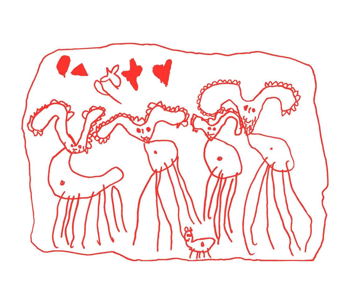 komisch Ziegen und ein wenig Hund, Kinder mögen Zeichnung Vektor Illustration
