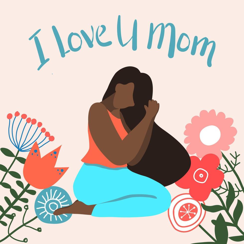 glücklich Mütter oder Damen Tag Hand gezeichnet Vektor Gruß Karte