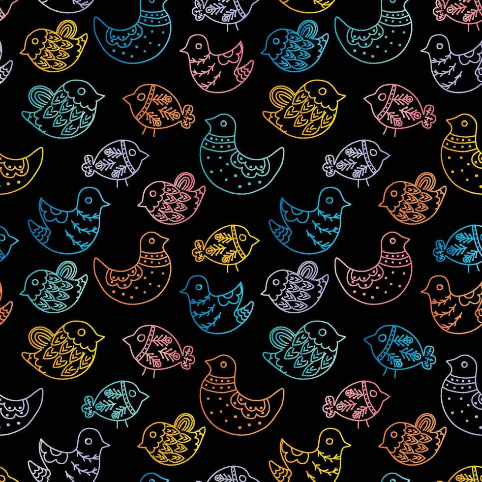 nahtlos Vektor Muster von ethnisch Hand gezeichnet bunt Vögel