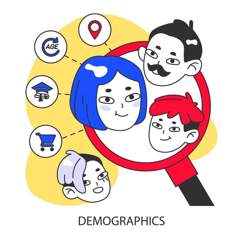 demografisk targeting begrepp. platt vektor illustration.