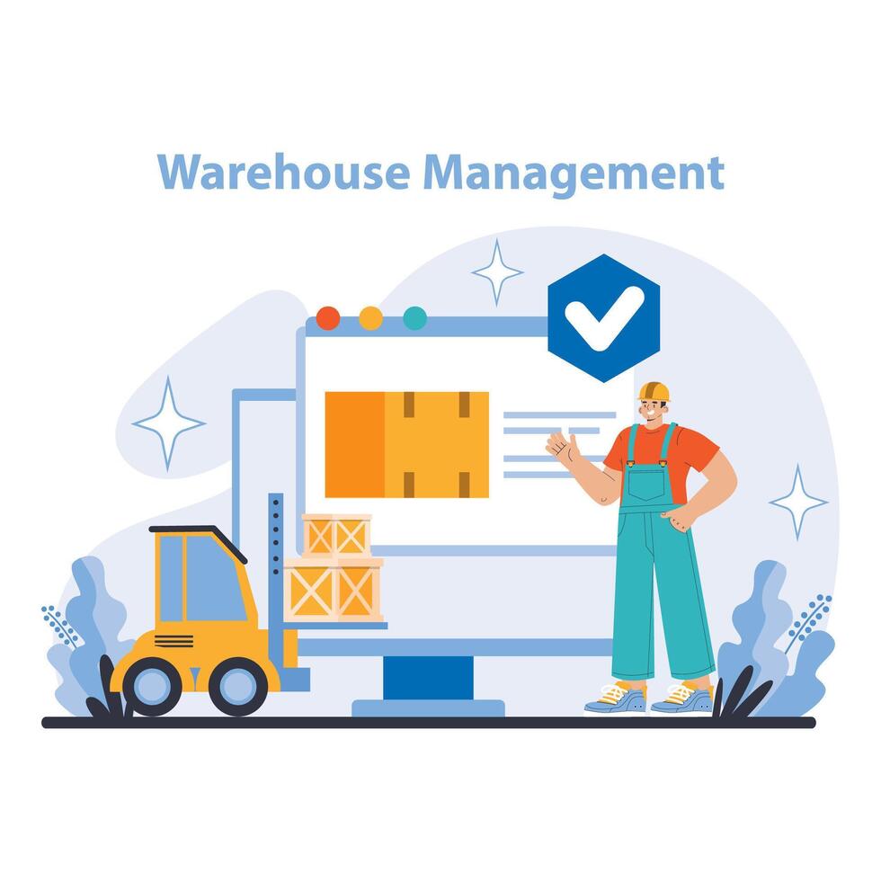 Logistik und Inventar Verwaltung Konzept. eben Vektor Illustration.