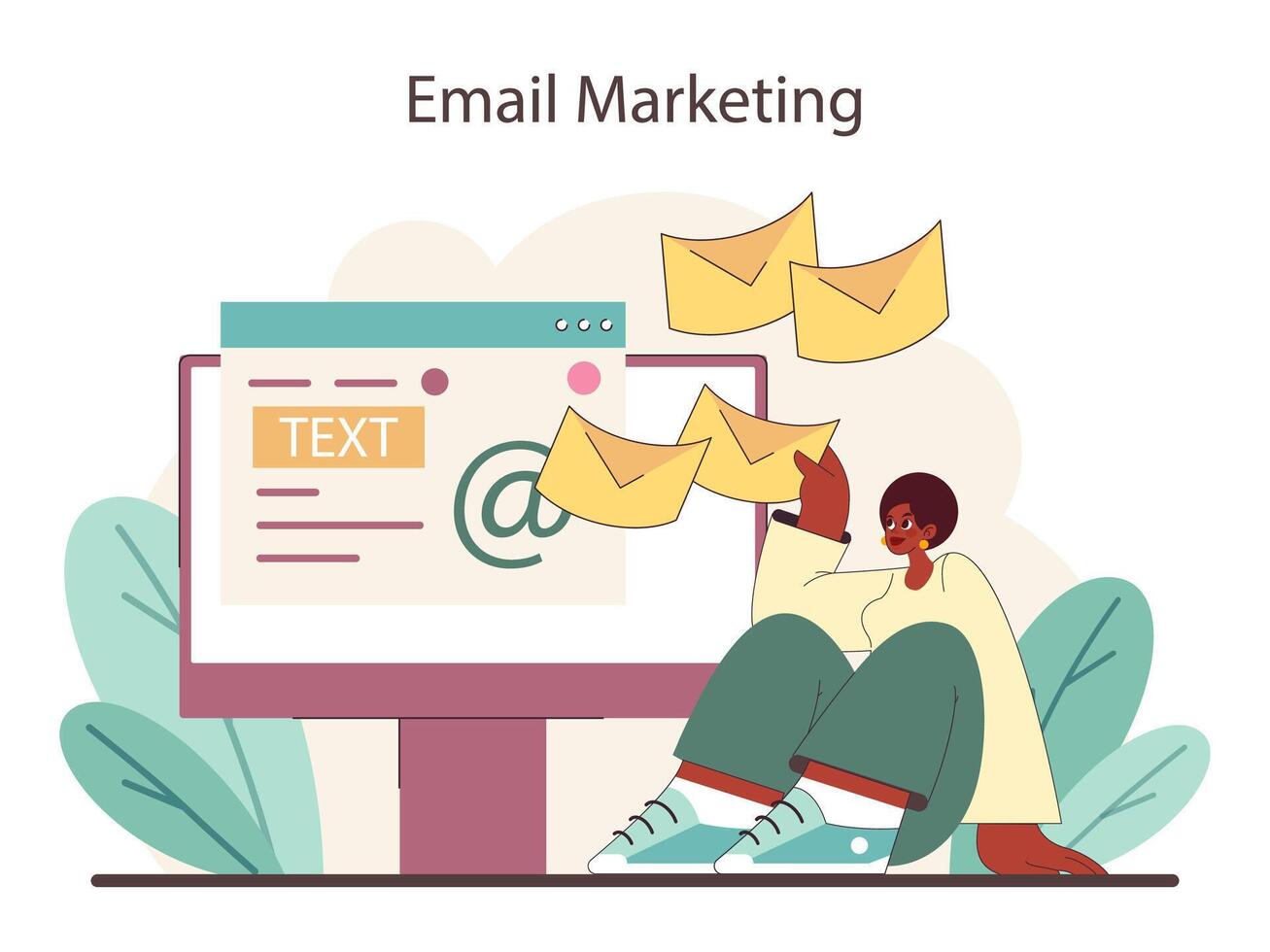 Email Marketing Konzept. ein illustrativ nehmen auf das Digital Dialog zwischen Marken vektor