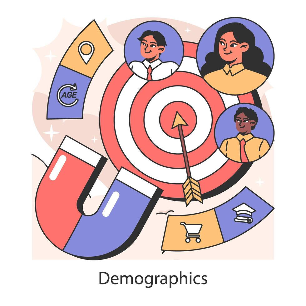 demografi targeting koncept.platta vektor illustration.