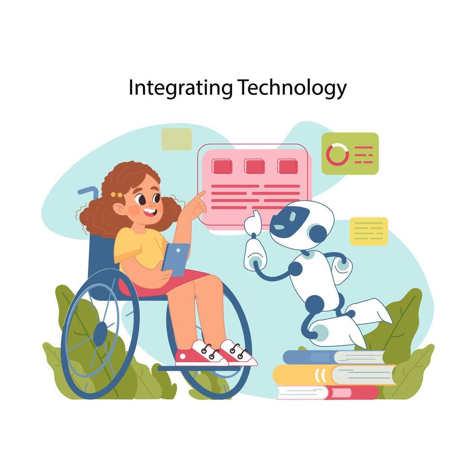 Technologie im Bildung. eben Vektor Illustration