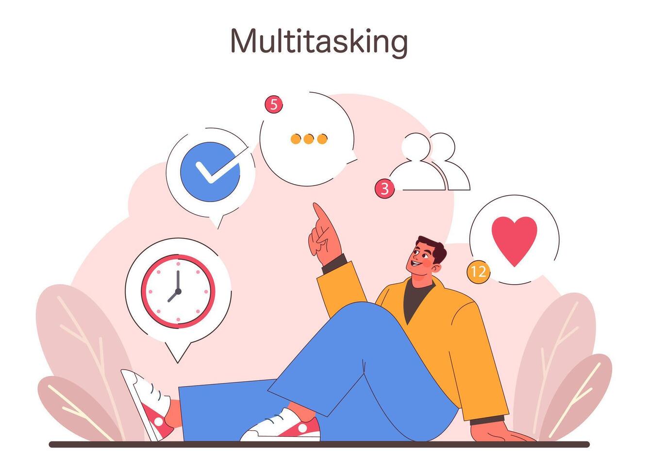 Multitasking Konzept. eben Vektor Illustration