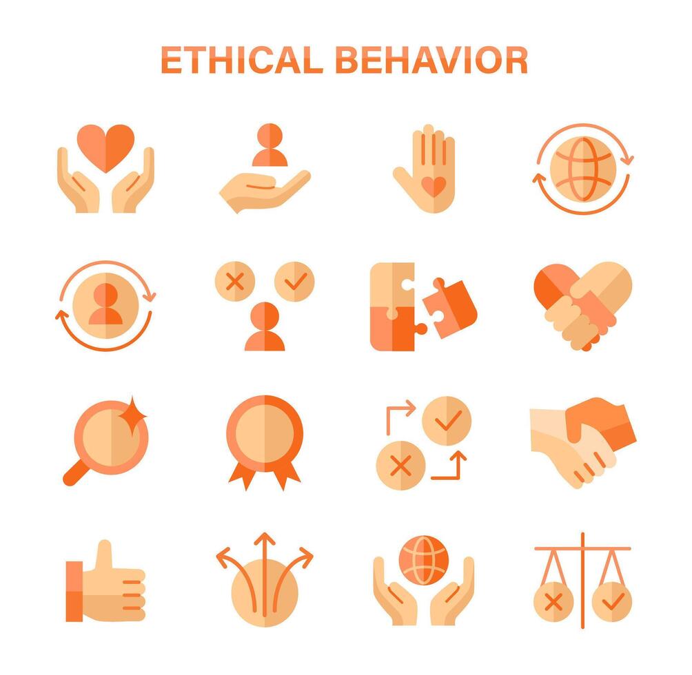 etisk beteende uppsättning. principer av integritet och rättvisa i åtgärder. vektor
