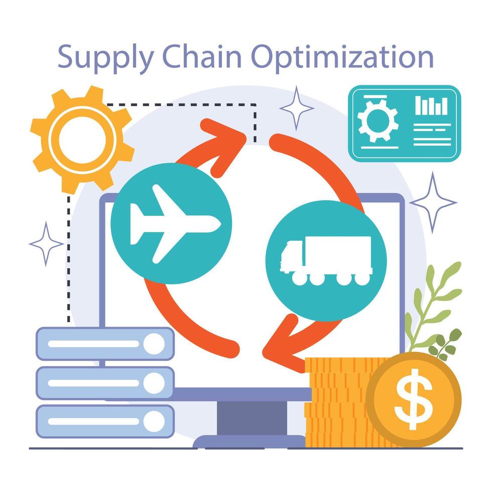 reduzieren das Kosten von Produktion. Automatisierung und Wirksam Optimierung vektor