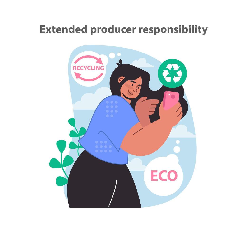 utökad producent ansvar begrepp. uppmuntrande hållbar produkt liv cykler. vektor
