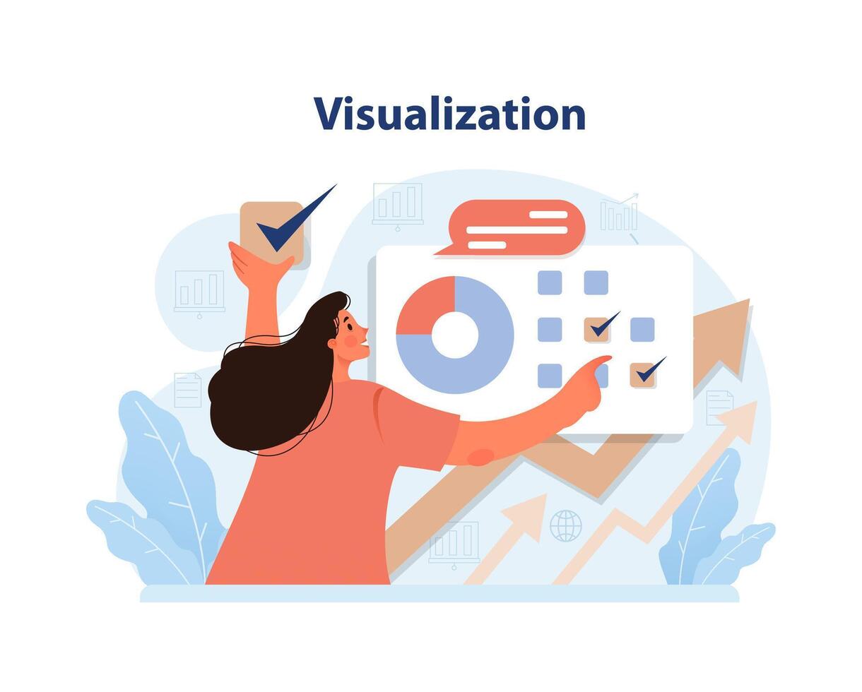 Daten Visualisierung Konzept. eben Vektor Illustration
