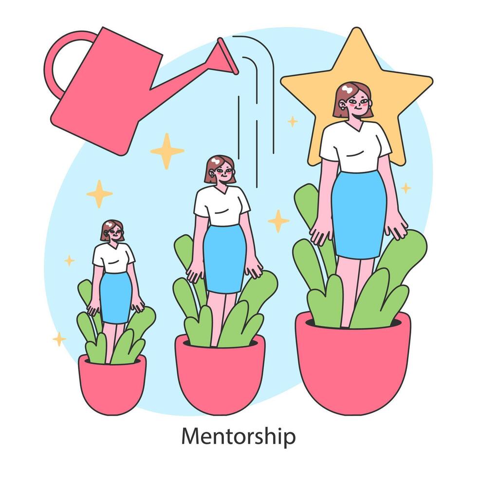 mentorskap begrepp. vårda potential som en mentor vattnen tillväxt vektor