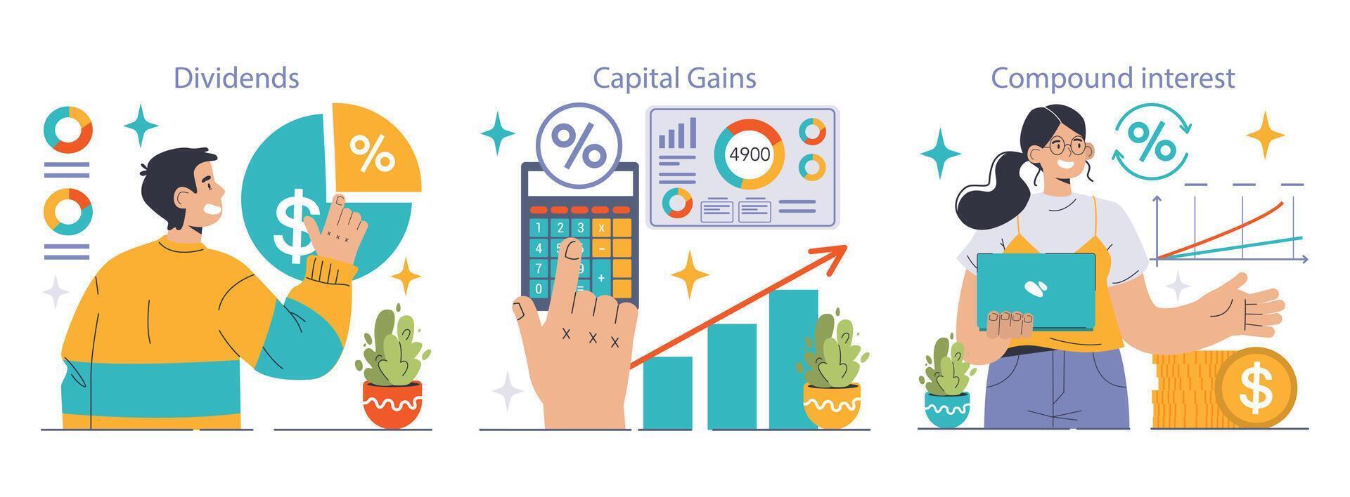 Reinvestition Satz. eben Vektor Illustration