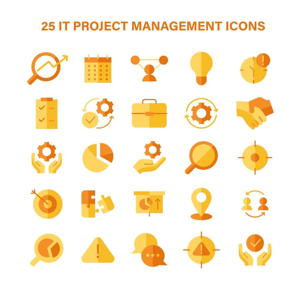 den projekt förvaltning uppsättning. omfattande ikoner för lagarbete, strategi, och planera. vektor