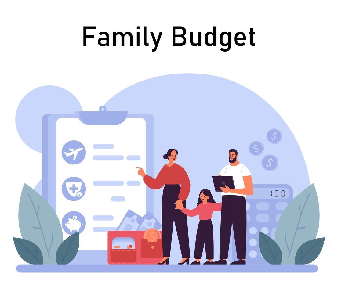 finanziell Planung. persönlich und Familie Budget Entwicklung, Aufwand vektor