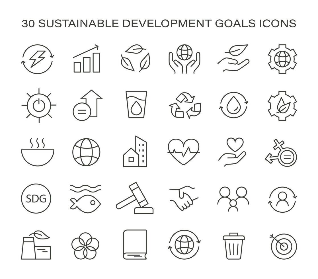 hållbar utveckling mål ikon uppsättning. global mål visuell guide. vektor