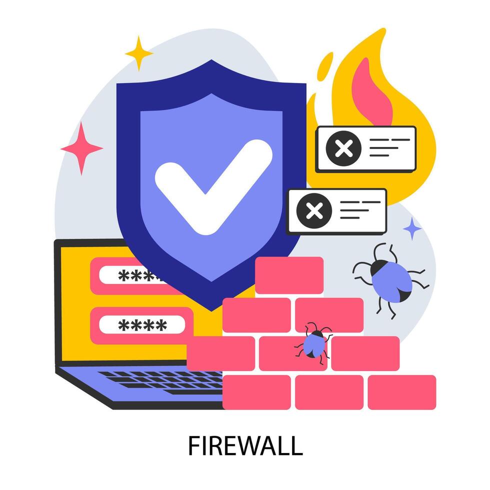 Firewall. Netzwerk Sicherheit Gerät Überwachung eingehend und abgehend vektor