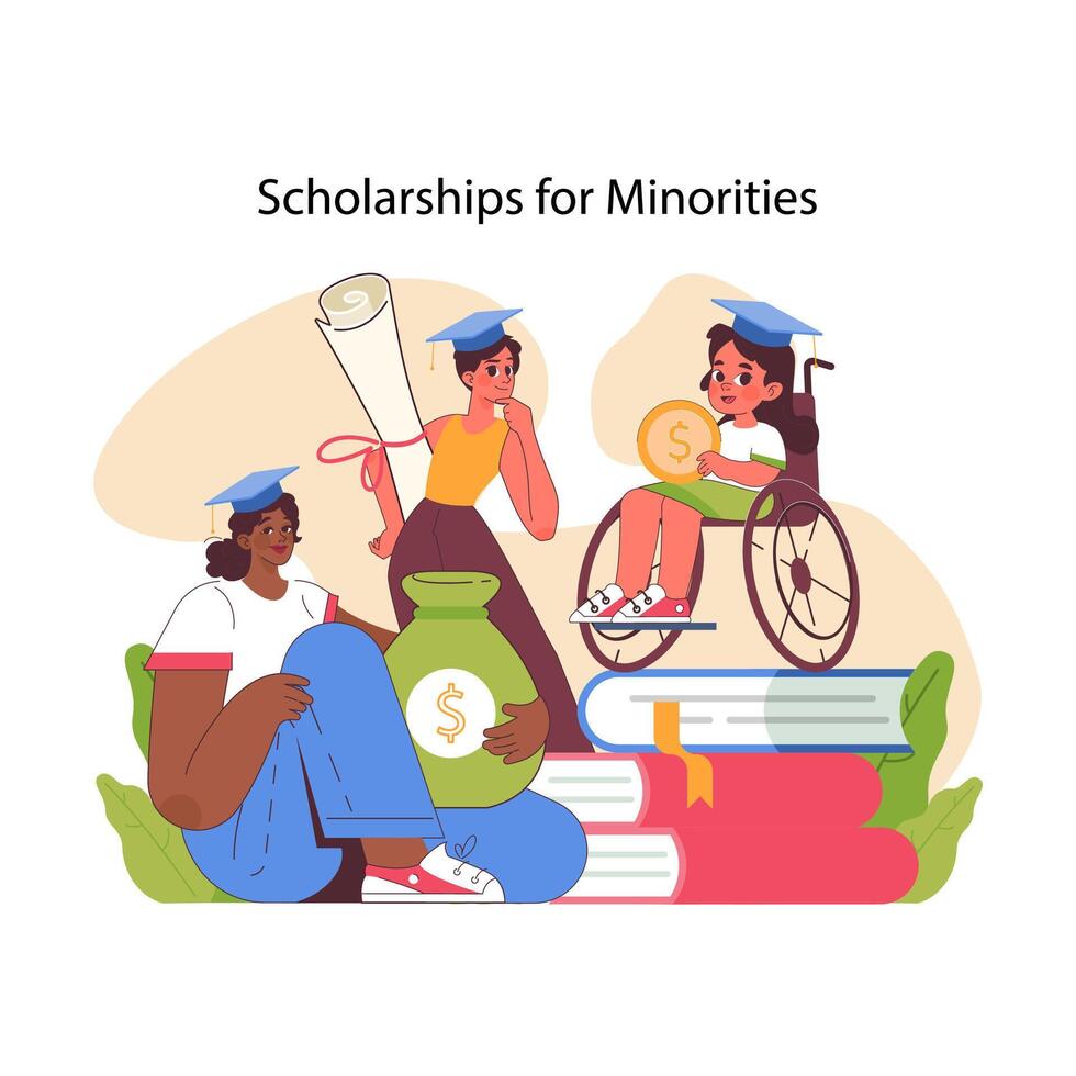 Stipendien zum Minderheiten. eben Vektor Illustration
