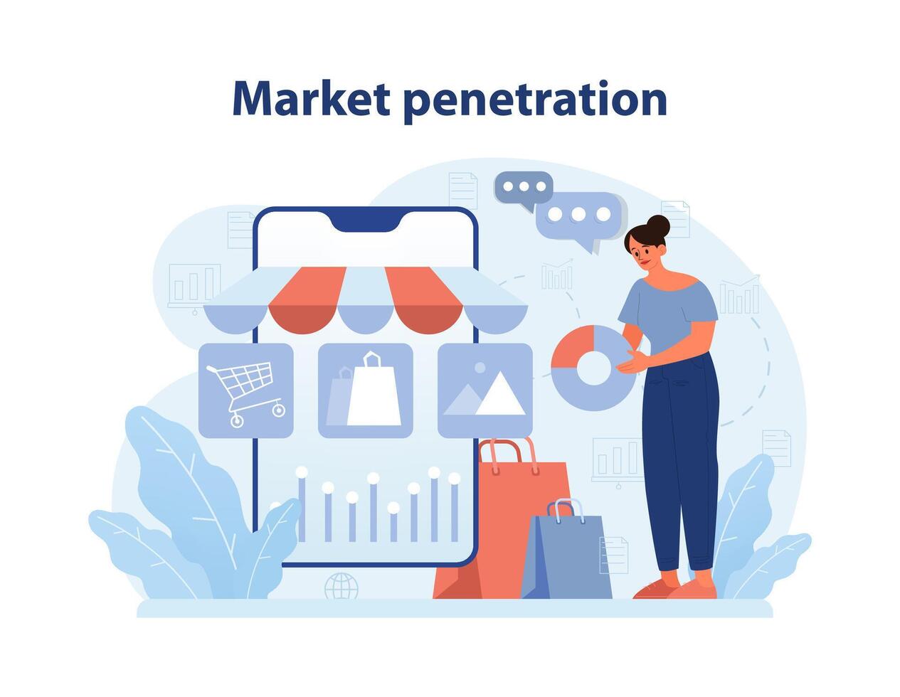 Markt Penetration Konzept. eben Vektor Illustration.