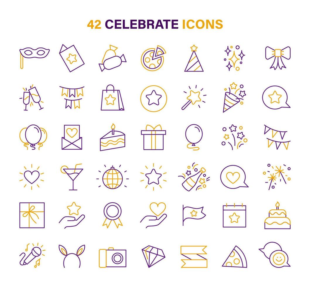 en samling av 42 unik tema med fest vektor ikoner, fångande de väsen av de högtider.