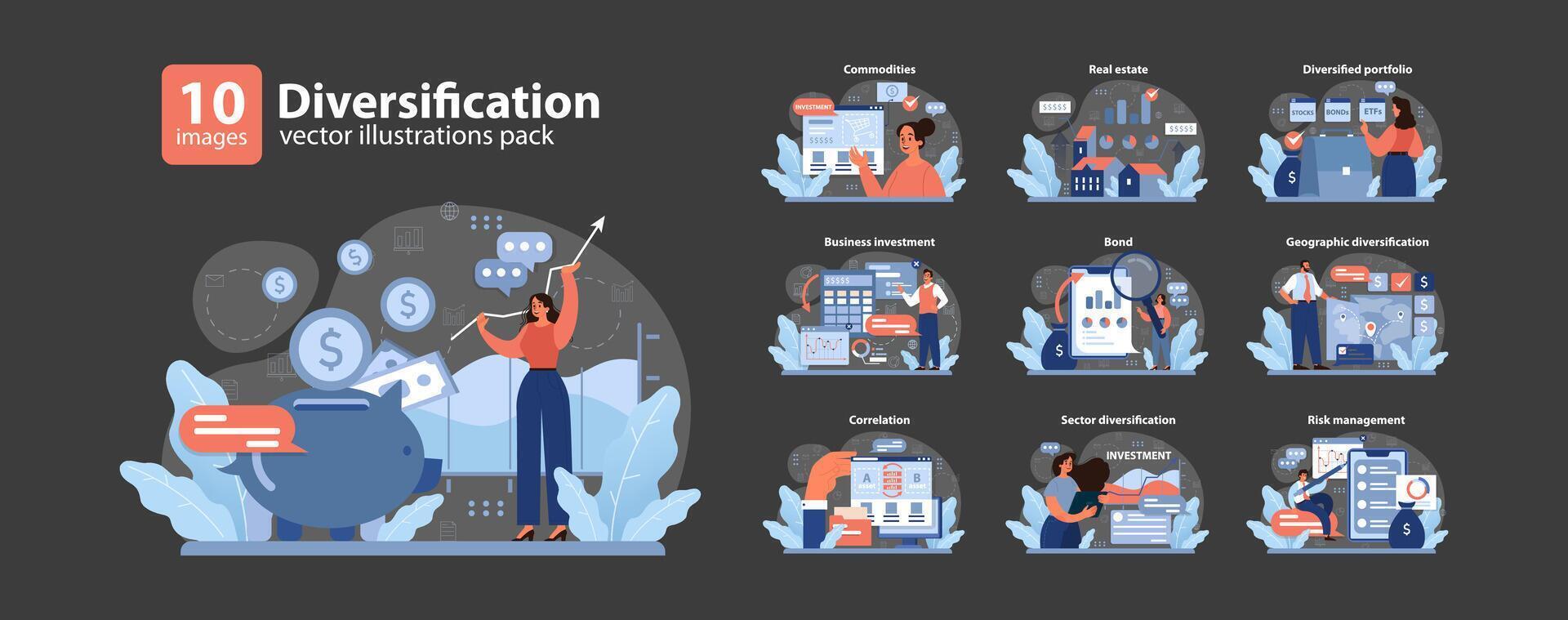 Diversifikation Satz. eben Vektor Illustration