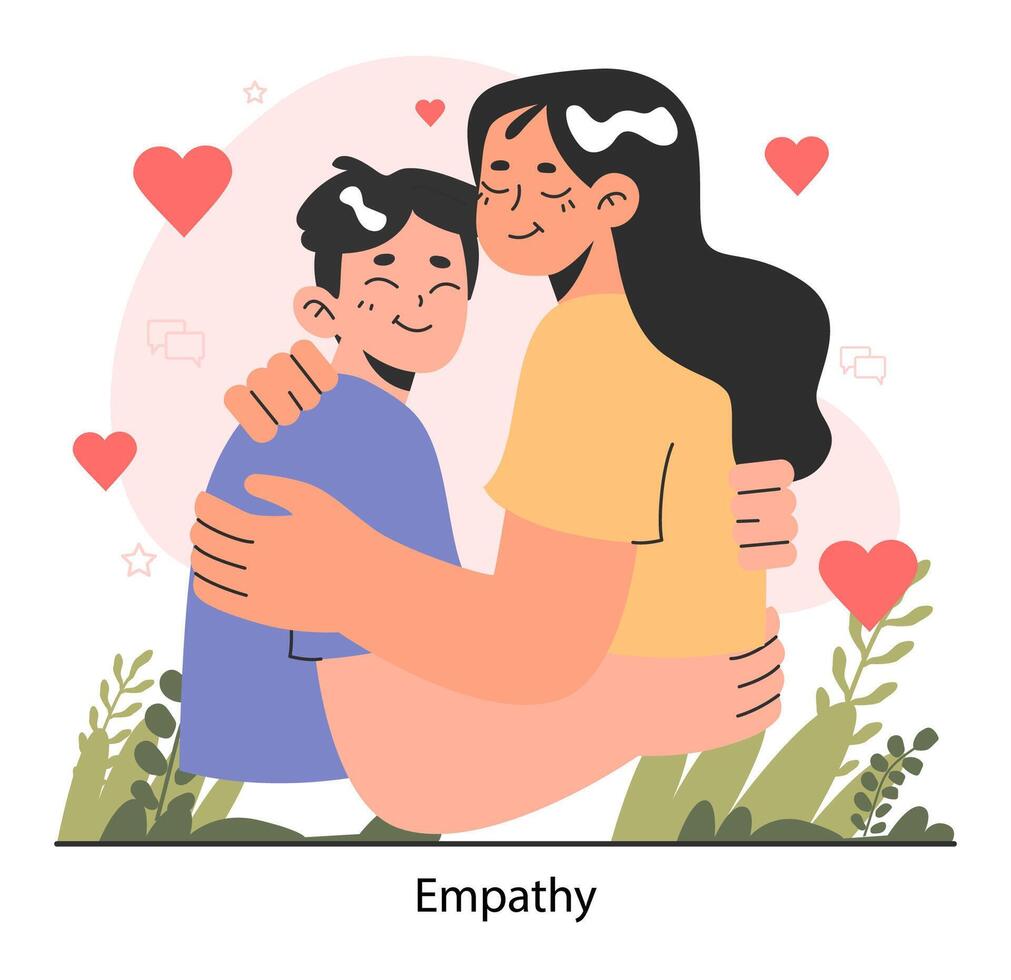 Empathie. tief Verstehen von Emotionen, Sympathie und Mitgefühl. vektor