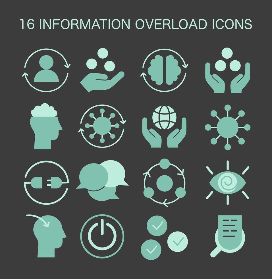 information överbelastning ikoner uppsättning. platt vektor illustration
