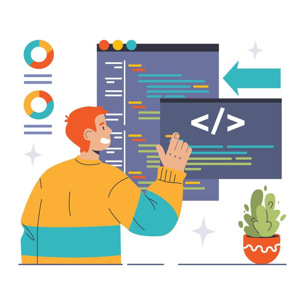 Entwickler. Software Entwicklung Methodik. Software Entwicklung vektor