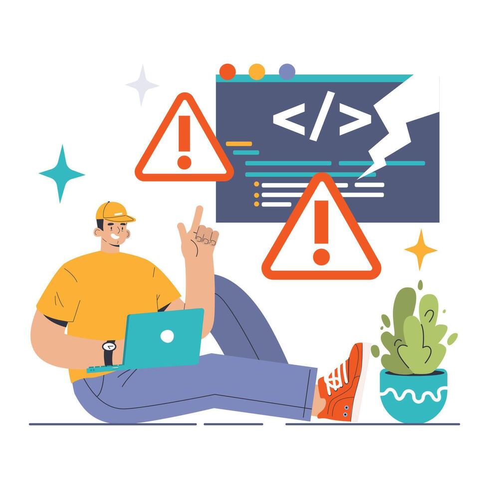 Software testen. Code testen und Debuggen. es Spezialist suchen vektor