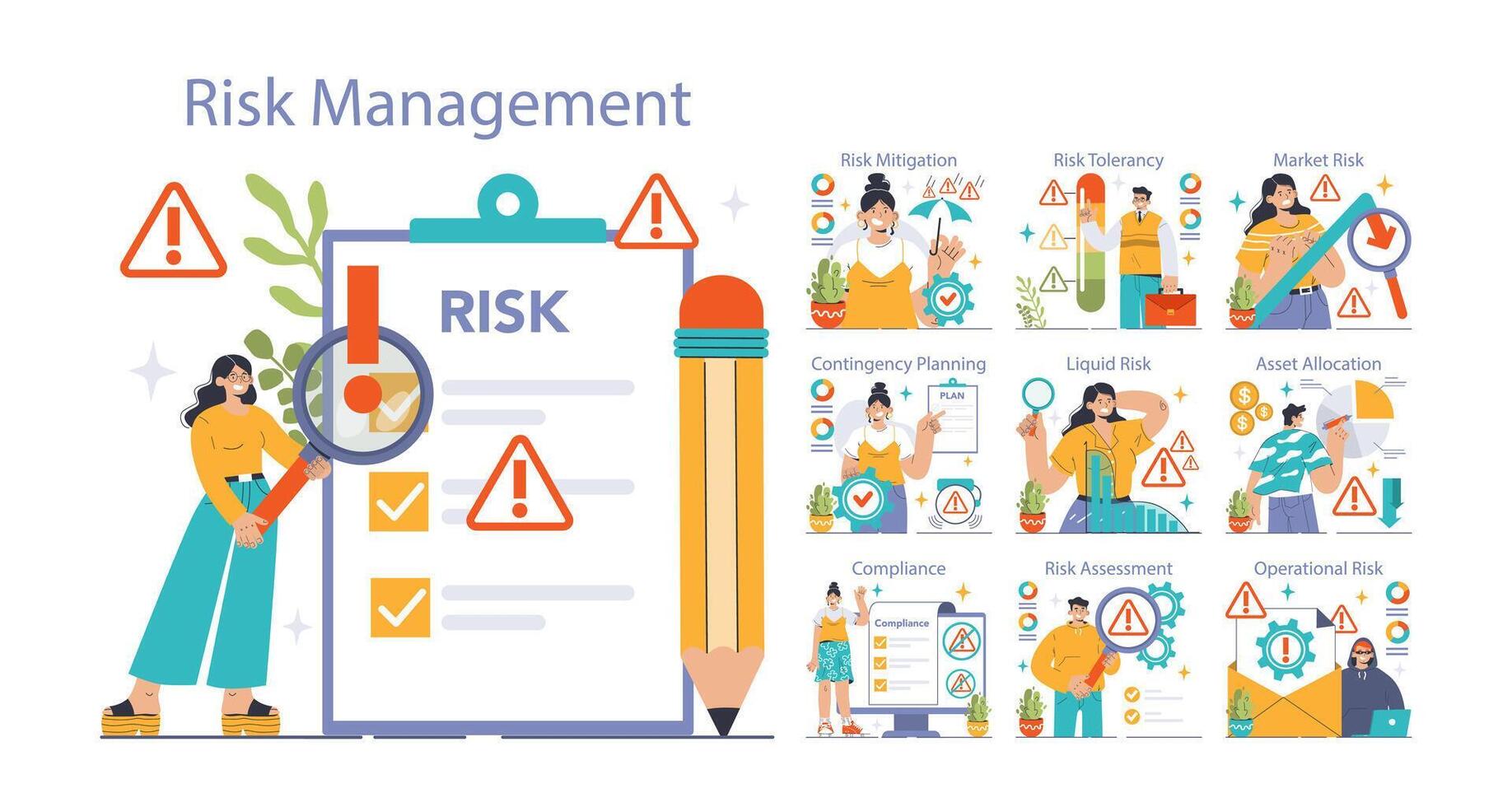 risk förvaltning begrepp. platt vektor illustration