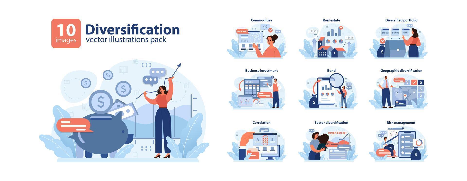 diversifiering uppsättning. platt vektor illustration