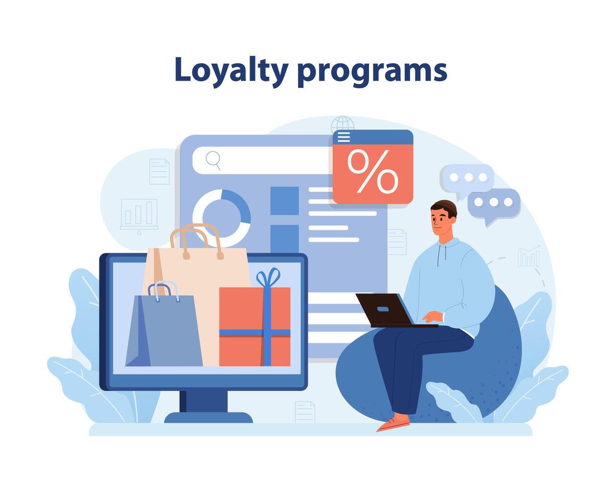 lojalitet program i konsument engagemang. ett illustration som visar de förvaltning. vektor