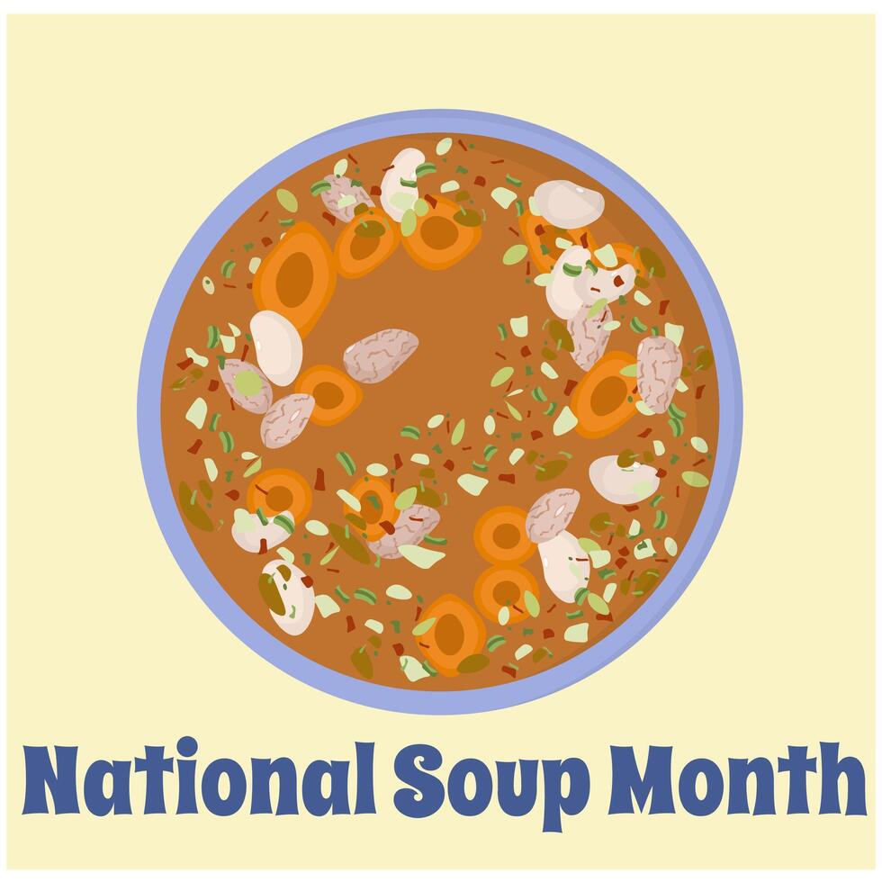 National Suppe Monat, Tomate Suppe mit Bohnen zum Poster oder Speisekarte Design zum Poster oder Speisekarte Design vektor