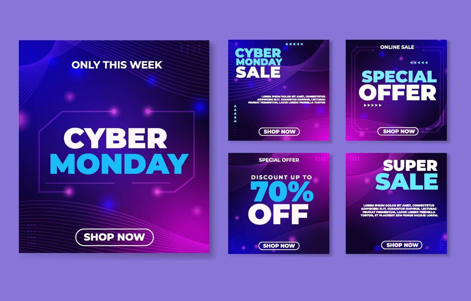 Cyber Monday Social Media Post Vorlage futuristischer Stil vektor