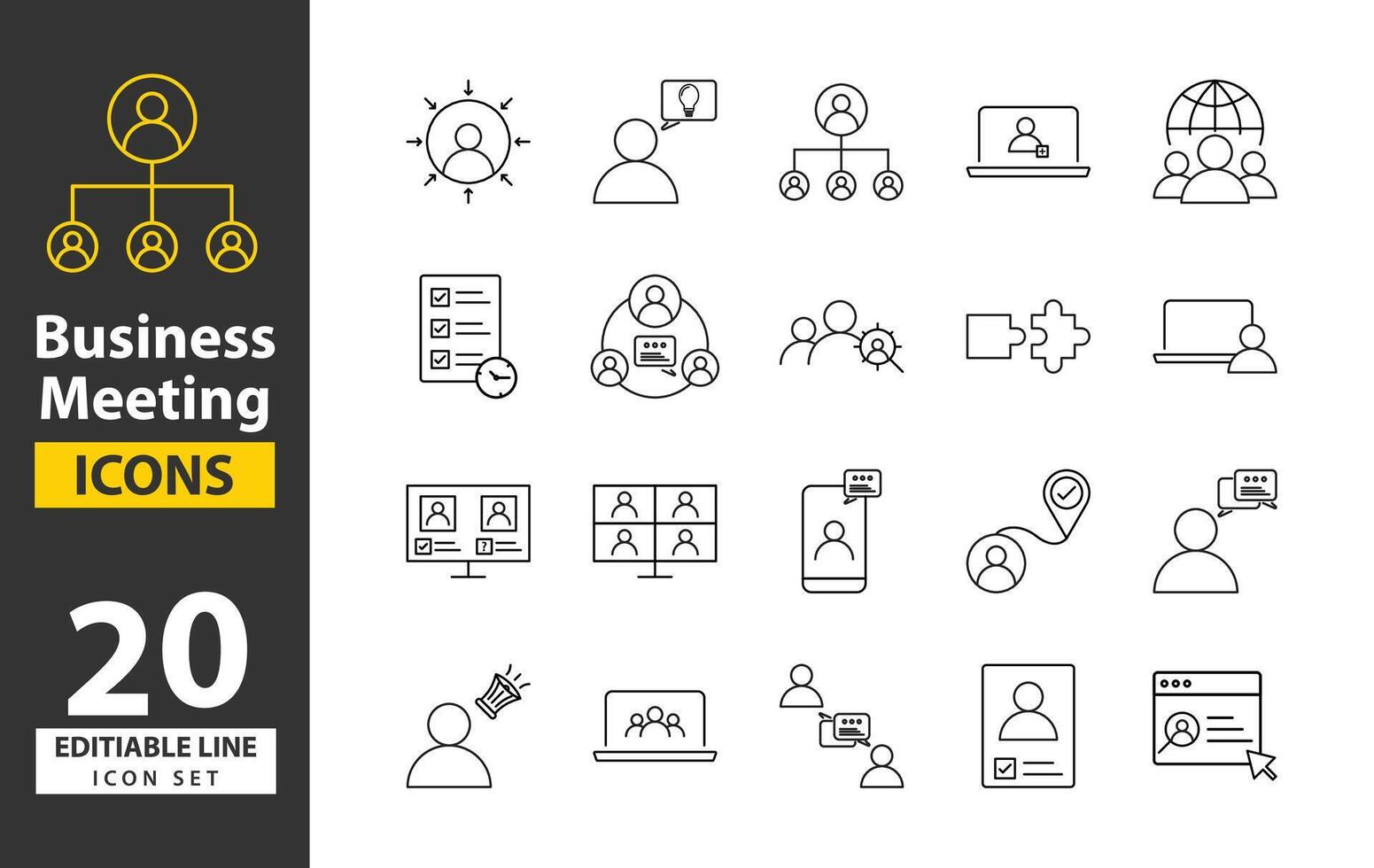 företag möte ikoner pixel perfekt. ledare, chef, händelse, företag, företag möte redigerbar ikon uppsättning. vektor