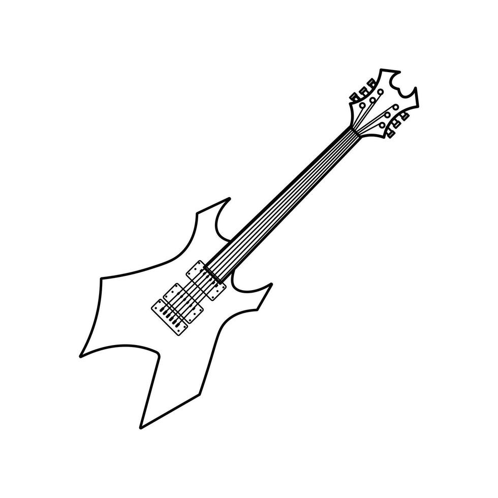 Gitarre Illustration Symbol Gliederung Stil Design isoliert Weiß Hintergrund vektor