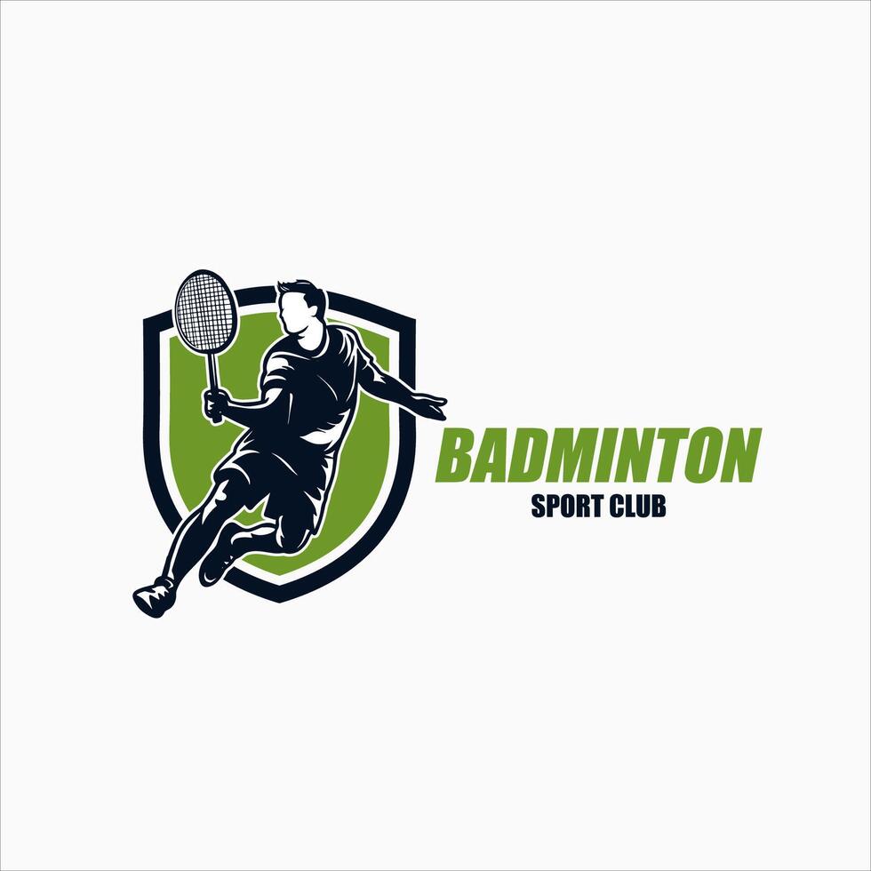 silhuett badminton logotyp design mall vektor