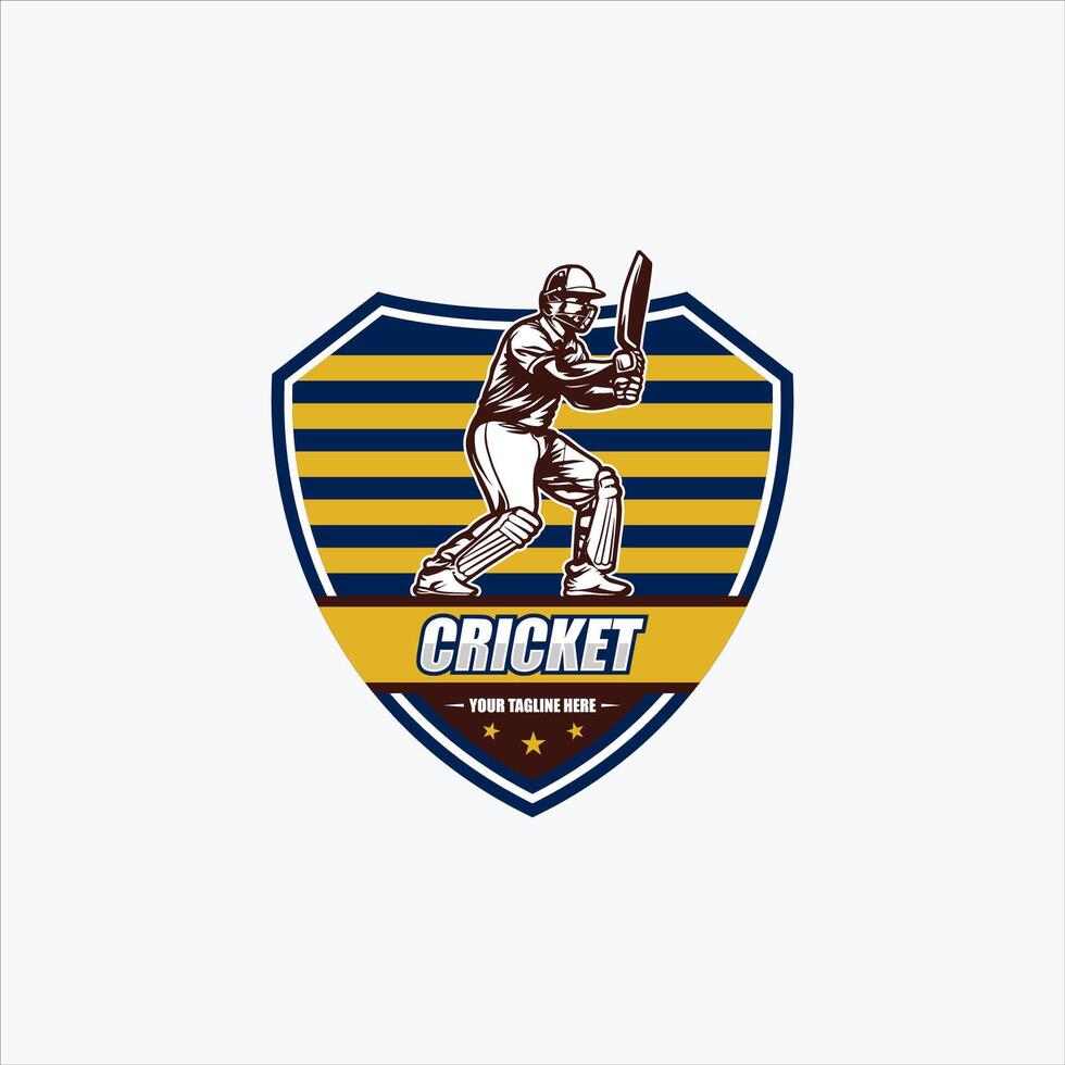 cricket logotyp. silhuett av en cricket spelare, vektor illustration.