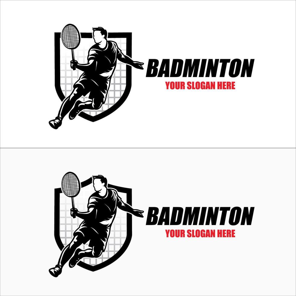silhuett badminton logotyp design mall vektor