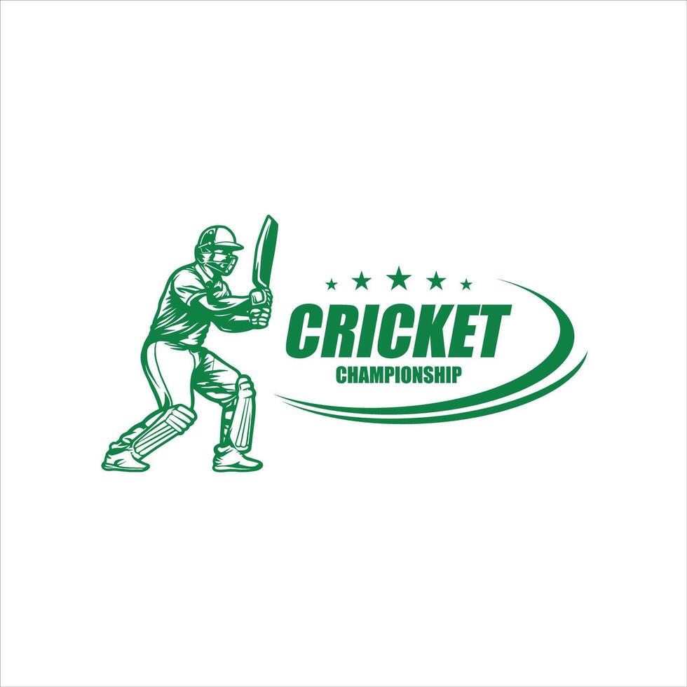 cricket logotyp. silhuett av en cricket spelare, vektor illustration.