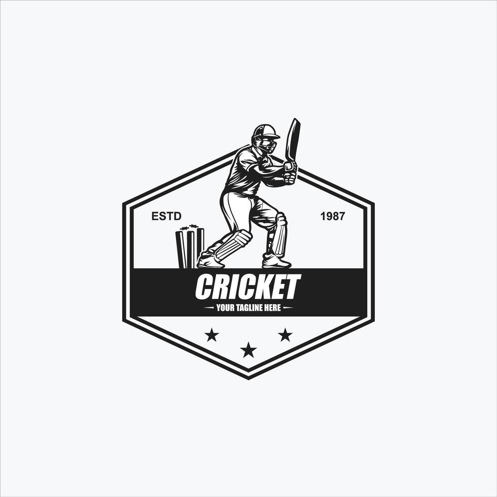 Kricket Logo. Silhouette von ein Kricket Spieler, Vektor Illustration.