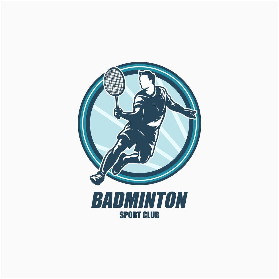 modern passionerad badminton spelare i verkan logotyp, kreativ badminton design begrepp mall, ikon symbol vektor