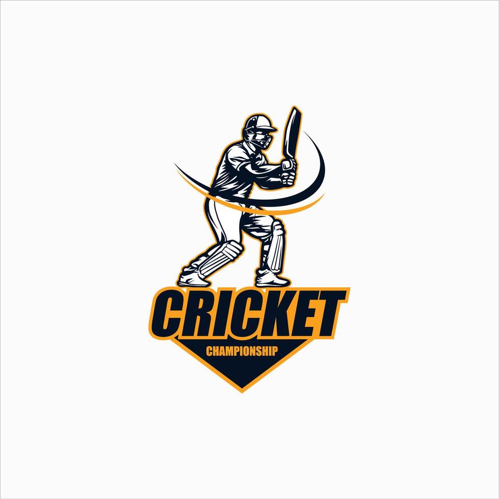 cricket logotyp. silhuett av en cricket spelare, vektor illustration.