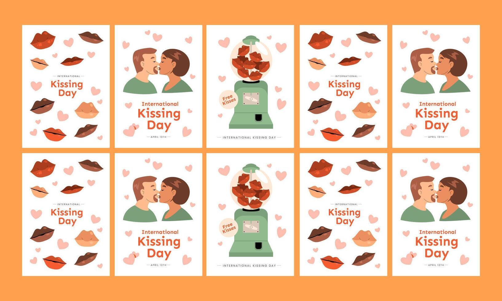 glücklich küssen Tag Sozial Medien Vorlage Geschichten Vektor eben Design